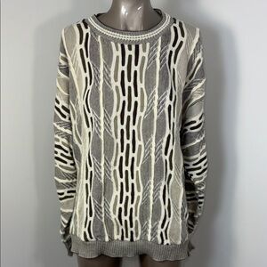 Vintage COOGI Style Protege Sweater Stylish Gray and Cream Sweater